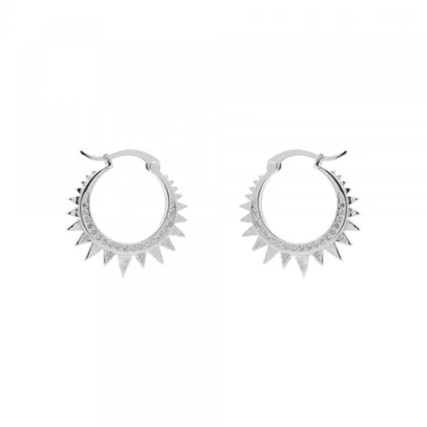 Pendientes Aro Punk Plata y Circonitas 15mm*Eguzkilore Clearance