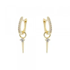 Pendientes Aro Punta Plata Dorada Circonitas*Eguzkilore Best