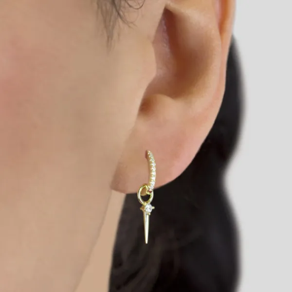 Pendientes Aro Punta Plata Dorada Circonitas*Eguzkilore Best