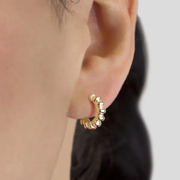 Pendientes Aro Relieve Plata Dorada 12mm*Eguzkilore Best
