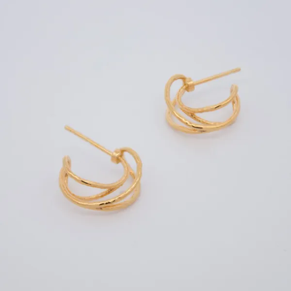 Pendientes Aros doble Plata Dorada 15mm*Eguzkilore
