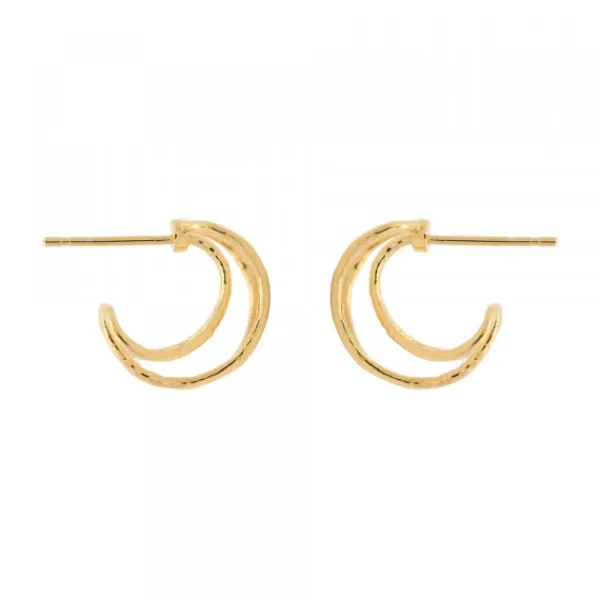 Pendientes Aros doble Plata Dorada 15mm*Eguzkilore
