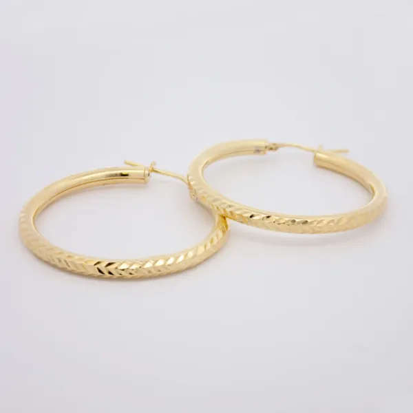 Pendientes Aros Martelé Plata Dorada 36mm*Eguzkilore Outlet