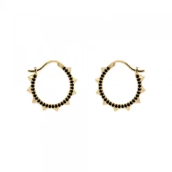 Pendientes Aros Punky Plata Dorada y Circonitas 17mm*Eguzkilore Best