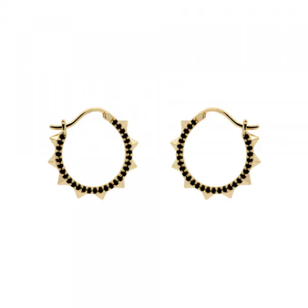 Pendientes Aros Punky Plata Dorada y Circonitas 17mm*Eguzkilore Best