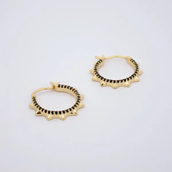 Pendientes Aros Punky Plata Dorada y Circonitas 17mm*Eguzkilore Best