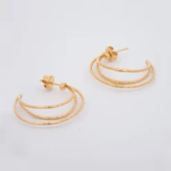 Pendientes Aro Triple Plata Dorada*Eguzkilore Best