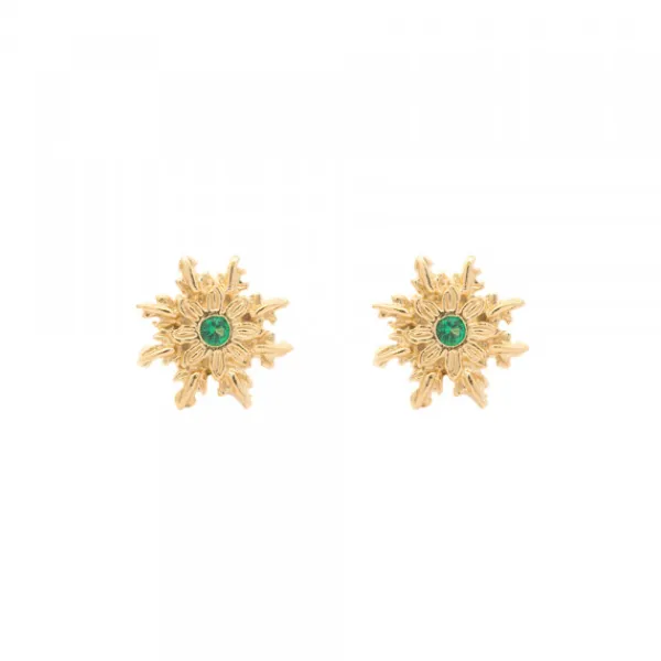 Pendientes Basic Colors Plata Dorada y Circonita Verde*Eguzkilore Outlet