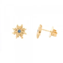 Pendientes Basic Colors Plata Dorada y Circonita Azul*Eguzkilore Online