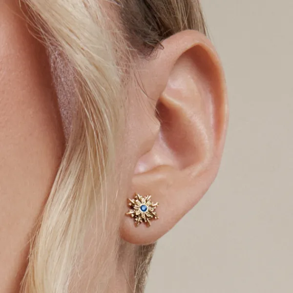 Pendientes Basic Colors Plata Dorada y Circonita Azul*Eguzkilore Online