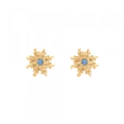 Pendientes Basic Colors Plata Dorada y Circonita Azul*Eguzkilore Online