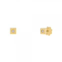 Pendientes Bebé Cuadrados Oro y Circonita 3mm*Eguzkilore Best