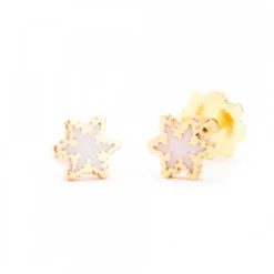 Pendientes Bebé Oro y Esmalte Blanco 5mm*Eguzkilore Clearance