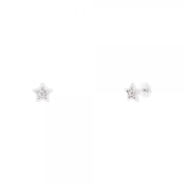Pendientes Bebé Estrella Oro Blanco y Circonitas 6mm*Eguzkilore