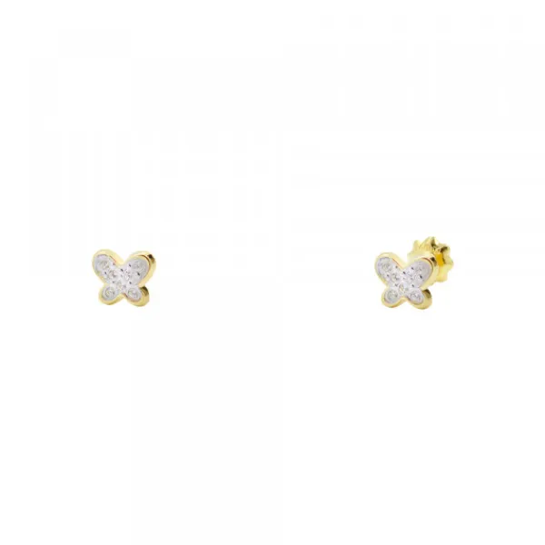 Pendientes Bebé Mariposa Oro y Circonitas 6mm*Eguzkilore Hot