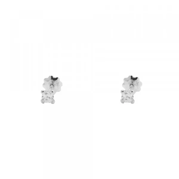 Pendientes Bebé Oro Blanco y Circonita Engarzada 3mm*Eguzkilore Best