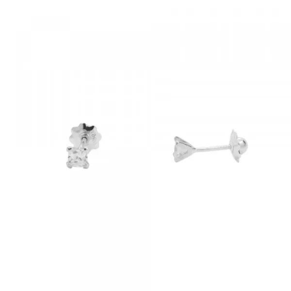 Pendientes Bebé Oro Blanco y Circonita Engarzada 3mm*Eguzkilore Best
