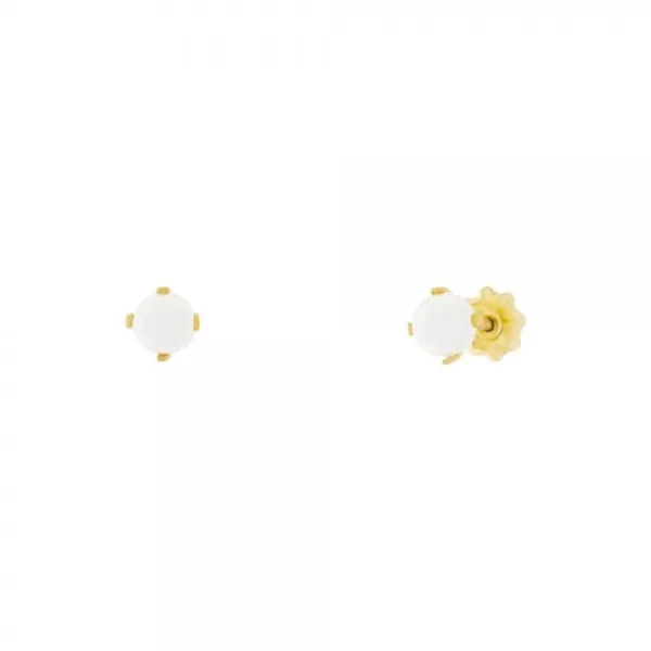 Pendientes Bebé Oro y Perla 3mm Engarzada*Eguzkilore Best