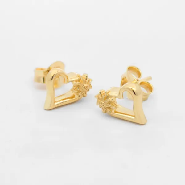 Pendientes Bihotza Plata Dorada 8mm*Eguzkilore Discount