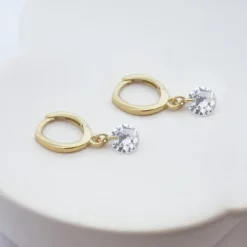 Pendientes Cripa Aro Plata Dorada y Circonita 13mm*Eguzkilore Online