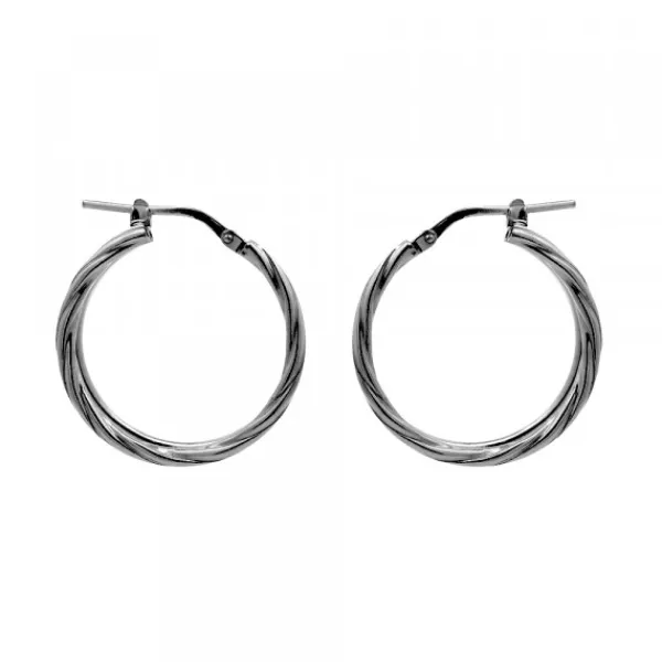 Pendientes Doble Aro Entorchados Plata Negra 22mm*Eguzkilore Clearance
