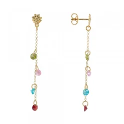 Pendientes de Plata Dorada con Cristales Multicolor*Eguzkilore Online