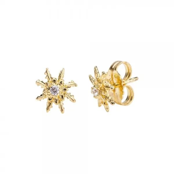 Pendientes Plata Dorada y Circonita 11mm*Eguzkilore Clearance