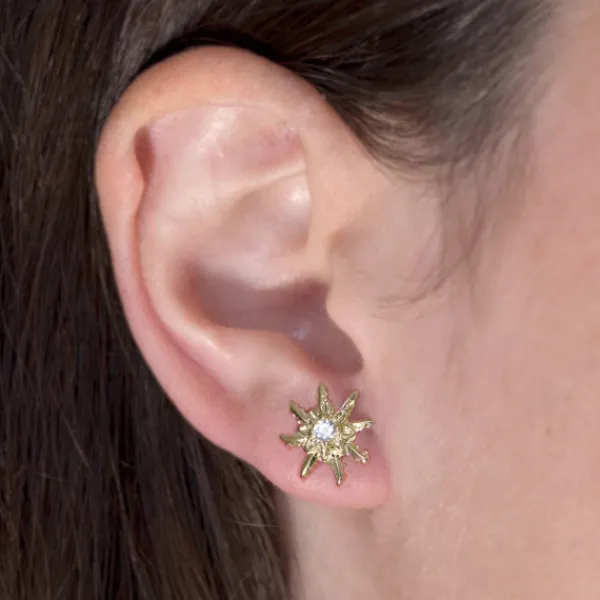 Pendientes Plata Dorada y Circonita 11mm*Eguzkilore Clearance