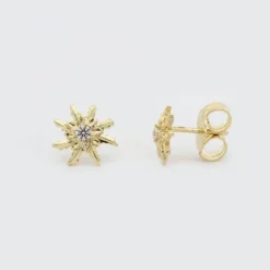 Pendientes Plata Dorada y Circonita 11mm*Eguzkilore Clearance