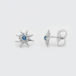 Pendientes Plata y Circonita Azul 11mm*Eguzkilore