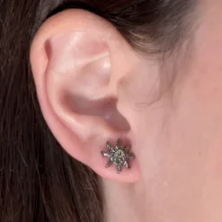 Pendientes Plata Negra y Circonita Cognac 11mm*Eguzkilore Clearance