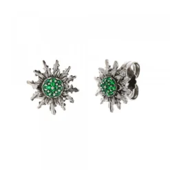 Pendientes Plata Negra y Circonitas Verdes 14mm*Eguzkilore Best