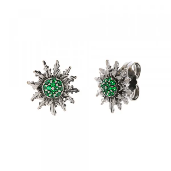 Pendientes Plata Negra y Circonitas Verdes 14mm*Eguzkilore Best