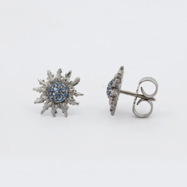 Pendientes Plata Negra y Circonitas Azules 14mm*Eguzkilore Outlet