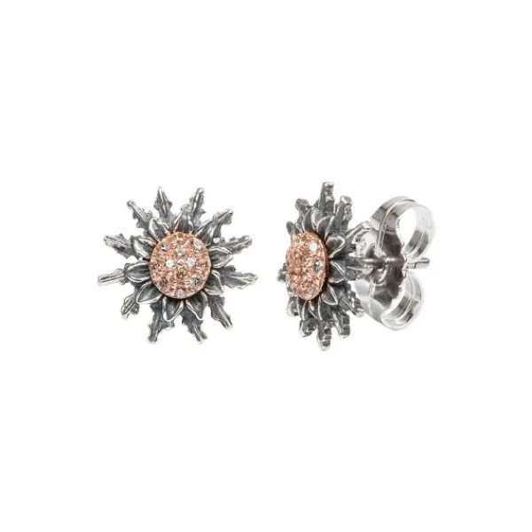 Pendientes Plata Negra y Circonitas Cognac 14mm*Eguzkilore Online