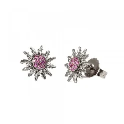 Pendientes Plata Negra y Circonitas Fucsia 14mm*Eguzkilore