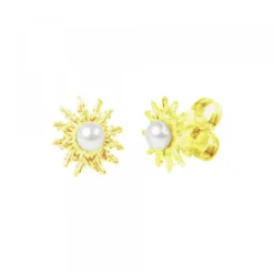Pendientes Plata Dorada y Perla 14mm*Eguzkilore Hot