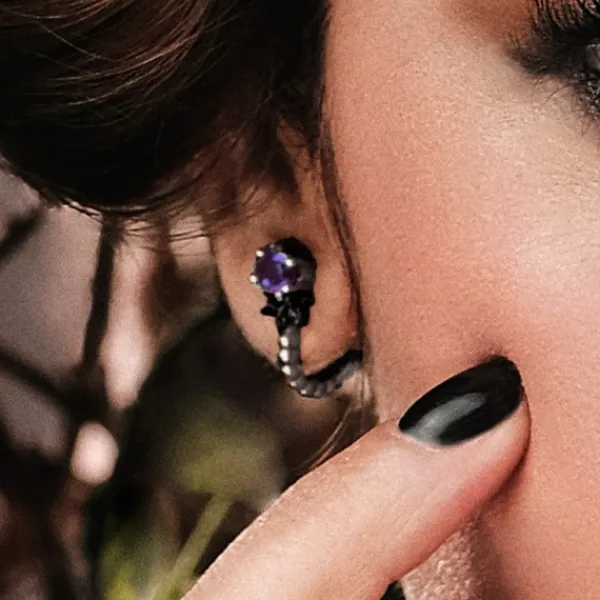 Pendientes Ghor Plata Negra y Amatista*Eguzkilore Hot