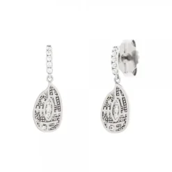 Pendientes Largos Almendra Plata y Circonitas Blancas*Eguzkilore