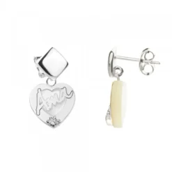 Pendientes Largos Corazón Ama Plata*Eguzkilore Sale