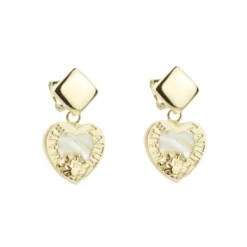 Pendientes Largos Corazón Maite Zaitut Plata Dorada*Eguzkilore New