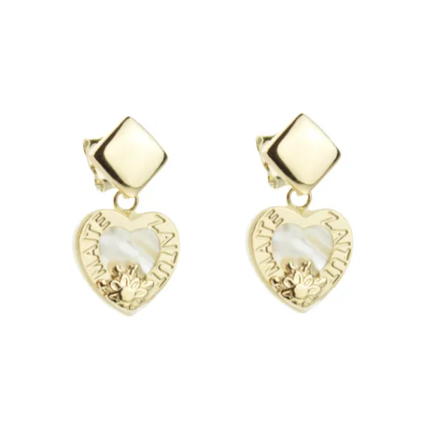 Pendientes Largos Corazón Maite Zaitut Plata Dorada*Eguzkilore New