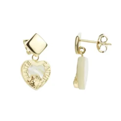Pendientes Largos Corazón Maite Zaitut Plata Dorada*Eguzkilore New