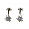 Pendientes Largos Plata Negra y Circonitas Azules*Eguzkilore Discount