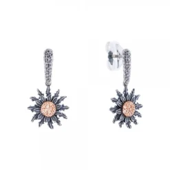Pendientes Largos Plata Envejecida y Circonitas Cognac*Eguzkilore Online