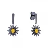 Pendientes Largos Plata Negra y Circonitas Amarillas*Eguzkilore Outlet