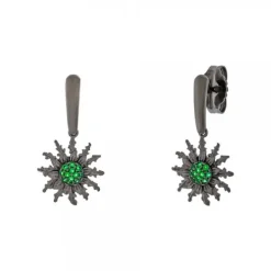 Pendientes Largos Rutenio y Circonitas Verdes*Eguzkilore Outlet