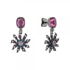 Pendientes Largos Rutenio y Circonitas Multicolor*Eguzkilore