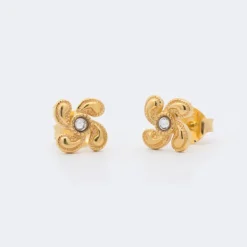 Pendientes Lauburu Berria Plata Dorada y Circonita*Eguzkilore Discount