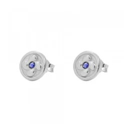 Pendientes Lauburu Plata y Circonita Azul 10mm*Eguzkilore Best